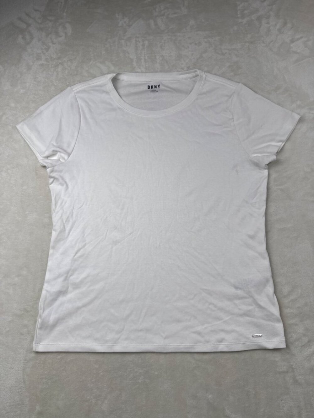DKNY Womens White Organic Cotton Crewneck T-Shirt Size L